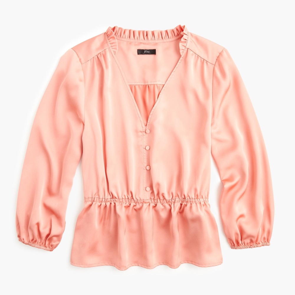 J. Crew coral v-neck button-detail peplum top